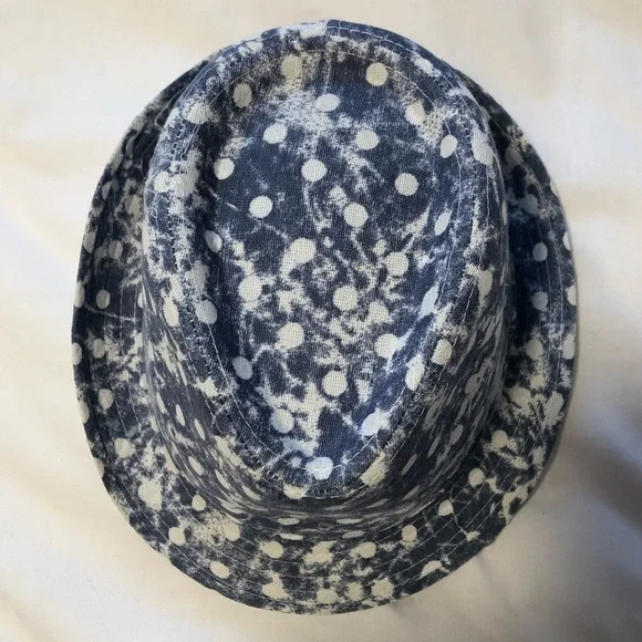 Large size 58 cm Mens/Ladies Fedora Hat Blue Dots - Picture 4 of 7